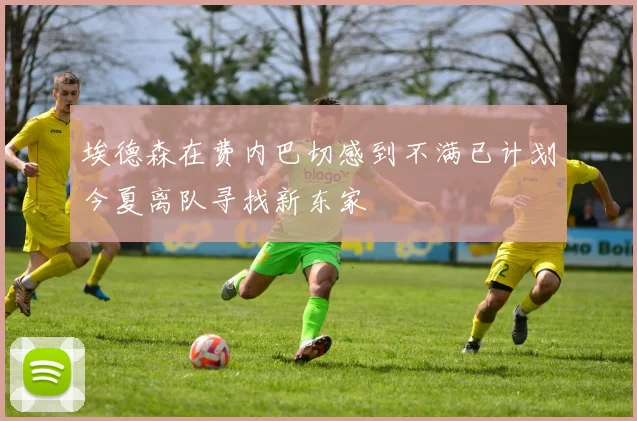 埃德森在费内巴切感到不满已计划今夏离队寻找新东家